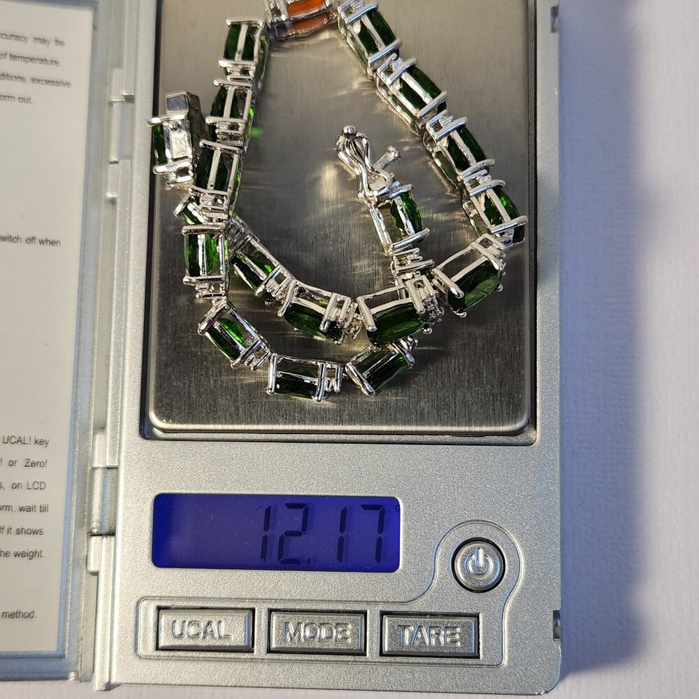 VTG 925 Chrome Diopside & Madiera Citrine & White Zircon 7" Bracelet Irish Theme - Picture 11 of 13